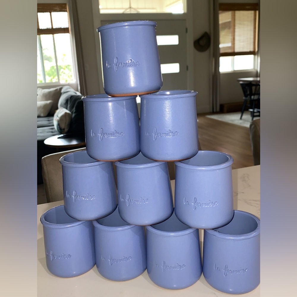 10 La Fermiere Glazed Terra Cotta Yogurt Pots Freezer To Oven Microwave Safe.